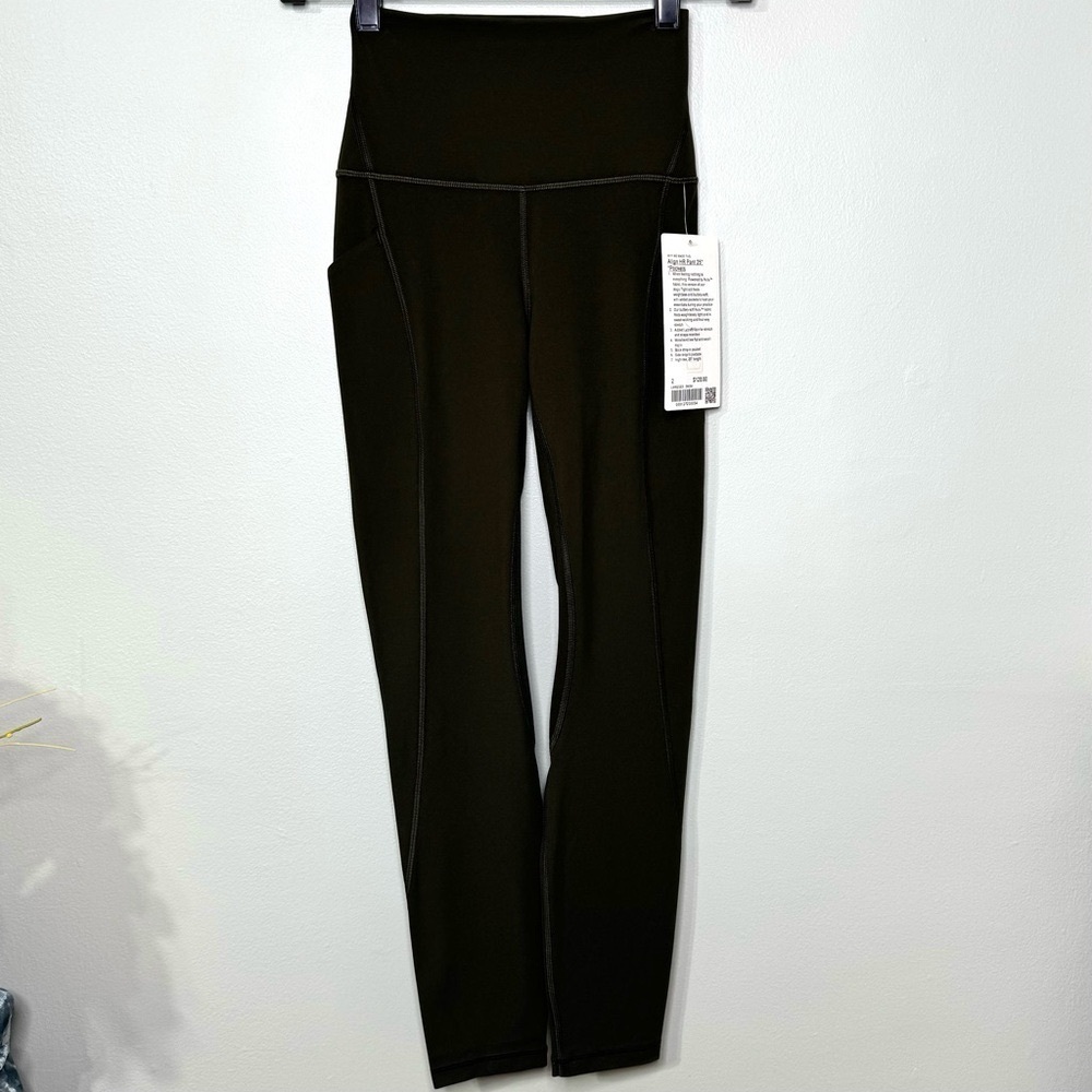 Lululemon Align High Rise Pant Leggings with Pockets Dark Olive Green Size 2 NWT - Picture 10 of 11